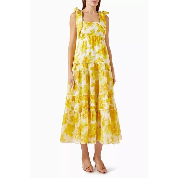 Alemais Sonny Tiered Floral Midi Dress